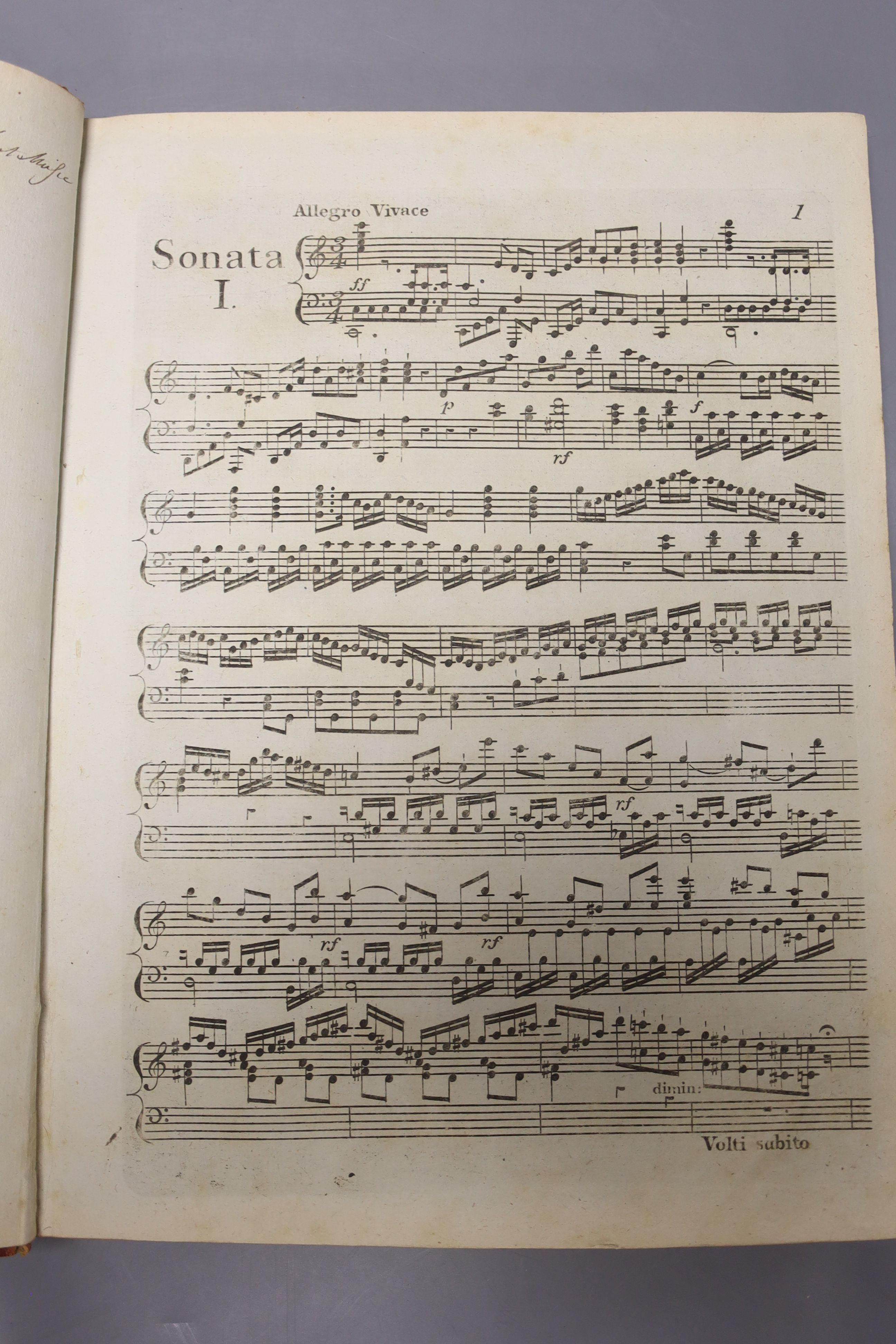 Music Volume, includes J.L. Dussek’s Trois Sonates pour le Piano Forte on le Clavecin…, engraved pictorial title, Longman & Broderip; Muzio Clementi’s Two Sonatas and Two Capriccios for the Piano Forte …, engraved title,